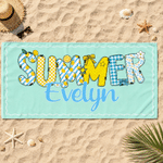 Personalized Sweet Lemon Bow Design Quick Dry Microfiber Beach Towel with Name Beach Party Vacation Birthday Gift for Girls Women