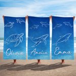 Personalised Underwater World Marine Theme Oversized Quick Dry Beach Towel with Name Summer Vacation Accessories Birthday Gift for Friends Family