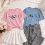 Personalised Multicolour Embroidered Style Love Photo T-shirt Sweatshirt Hoodie with Year Daily Wear Wedding Birthday Gift for Couples Besties