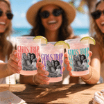 Personalised Girls Trip Retro Photo Frosted Plastic Cup with Year Set of 10 Beach Party Summer Vacation Gift for BFF Besties Women