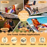 Personalized Fire Ball-Themed Graffiti-Art Design Quick Dry Microfiber Beach Towel with Name Summer Travel Birthday Gift for Sports Lovers