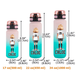 Personalized Soccer Cartoon Character Plastic Water Bottle with Name and Number Game Day Birthday Gift for Kids Teens