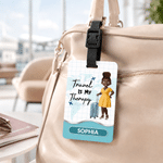 Personalised Multicolour Cartoon Character Luggage Tag with Name and Text Travel Accessory Birthday Gift for Family Friends