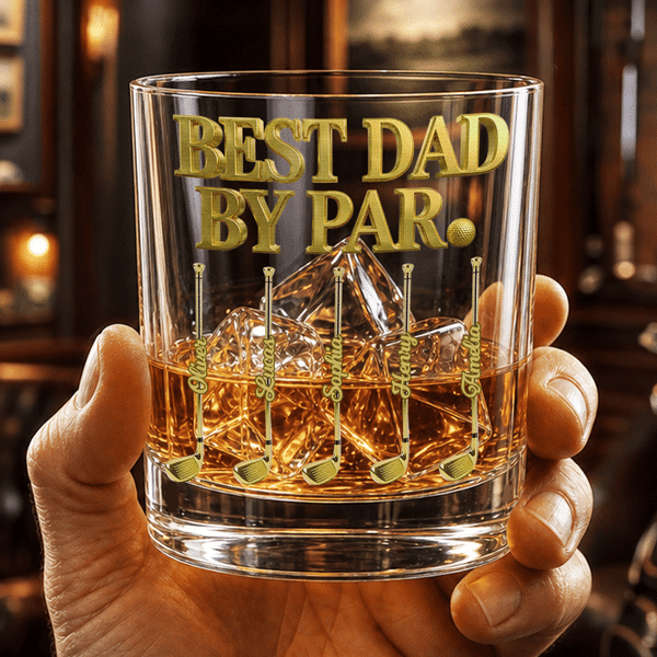 Personalized Golf Club Dad 10 oz Whiskey Glass with Name Bar Party Birthday Gift for Golf Lovers Dads Grandpas
