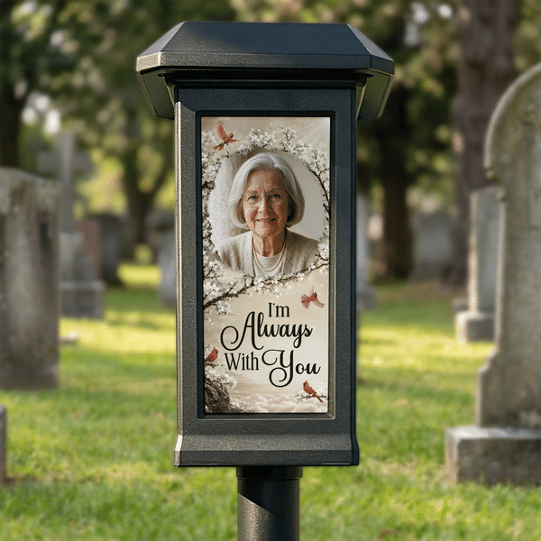 Personalized I’m Always with You Photo Cardinal Solar Garden Light Garden Decor Memorial Sympathy Gift for Family Friends
