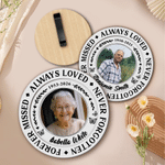 Personalised Round-Shaped Photo Wooden Car Visor Clip with Name and Year Car Accessory Anniversary Sympathy Gift for Loss of Loved One
