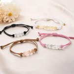 Personalized Minimalist Adjustable 1-8 Birth Flower Waxed Line Bracelet Charm Jewelry Birthday Christmas Gift for Women