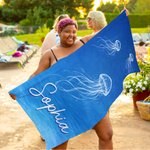 Personalised Underwater World Marine Theme Oversized Quick Dry Beach Towel with Name Summer Vacation Accessories Birthday Gift for Friends Family