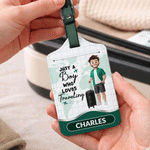 Personalised Travel Cartoon Character World Map Luggage Tag Passport Holder Set with Name Birthday Gift for Travel Lovers