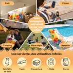 Serviette de plage personnalisée avec nom et motif - Motif floral effet aquarelle - Cadeau de vacances pour femmes et amies