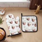 Cappello da cuoco personalizzato con foto del viso del bambino Guanto da cucina resistente al calore e set di portapentole Regalo di compleanno per gli amanti della cucina