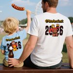 Personalised Oktoberfest 2026 Cartoon Character 100% Cotton Kid Adult T-shirt with Initial Beer Theme Party Birthday Gift for Beer Lovers Kid