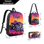 Set de mochila bolsa de almuerzo y estuche personalizado con nombre y diseño de dinosaurio y unicornio regalo de vuelta al cole para niños y niñas