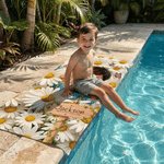Personalised Birth Flower Cartoon Kid Photo Quick Dry Oversized Microfiber Beach Towel with Name Travel Essentials Beach Party Birthday Gift for Kids