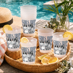 Personalised Girls Trip Retro Photo Frosted Plastic Cup with Year Set of 10 Beach Party Summer Vacation Gift for BFF Besties Women