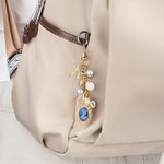 Personalised Heart Butterfly Bow Pearl Cameo Bag Charm Keyring with Initial Charm Daily Use Birthday Gift for Woman Girl Mother