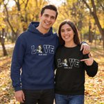 Personalised Multicolour Embroidered Style Love Photo T-shirt Sweatshirt Hoodie with Year Daily Wear Wedding Birthday Gift for Couples Besties