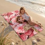 Personalised Birth Flower Cartoon Kid Photo Quick Dry Oversized Microfiber Beach Towel with Name Travel Essentials Beach Party Birthday Gift for Kids