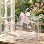 Personalised Ballerina Girl Bow Transparent Gift Bag with Name and Ribbon Daily Use Birthday Gift for Girl Ballet Lover