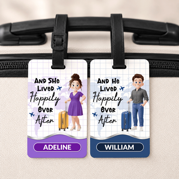 Personalized Multicolor Cartoon Character Luggage Tag with Name and Text Travel Accessory Birthday Gift for Family Friends