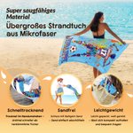 Personalisiertes Strandtuch mit Fußball-Silhouette im Aquarellstil | mit Namen und Nummer | extra groß und schnelltrocknend | Geschenk für Fußballfans