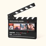 Adorno de madera personalizado con claqueta de cine y carrete de fotos regalo romántico de cumpleaños y aniversario para parejas