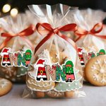 Personalized Santa Colored Lights Letter Waterproof Stickers Initial Name Labels for DIY Gift Decoration Cute Christmas Festival Party Favors for Kids