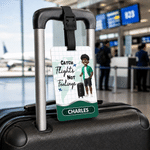 Personalised Multicolour Cartoon Character Luggage Tag with Name and Text Travel Accessory Birthday Gift for Family Friends