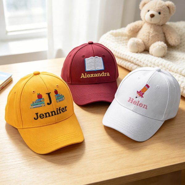 Henkilökohtainen Monivärinen kirja Kynä Apple Trucker Hat Baseball Cap kirjailtu nimi takaisin kouluun syntymäpäivälahja lapsille taaperoille