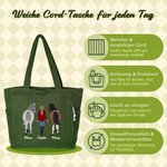 Personalisierte Pferde & Reiterin Cordtasche mit Namen | großes Fassungsvermögen | Shopper | Tote Bag | Reitsport Geburtstag Geschenk für Reiterinnen