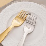Personalised Engraved Mr. & Mrs. Wedding Forks Set and Ceramic Cake Plate with Name and Date Engagement Gift for Newlywed Couples