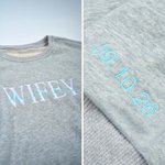 Personalised Multicolour Embroidered Title and Surname 100% Cotton Sweatshirt with Date Engagement Bridal Shower Wedding Gift for Newlywed Bridesmaid