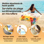Serviette de plage personnalisée avec nom et motif - Motif floral effet aquarelle - Cadeau de vacances pour femmes et amies