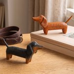 Personalised Funny Dachshund Dog Wooden Figurine Ornament with Name Home Desk Decor Adoption Day Birthday Gift for Dachshund Lovers