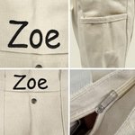 Personalized Embroidered Name and Monogram Cotton Canvas Tote Bag with Multi-Pocket Daily Use Bachelorette Party Teacher's Day Gift For Her