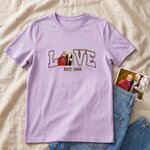 Personalised Multicolour Embroidered Style Love Photo T-shirt Sweatshirt Hoodie with Year Daily Wear Wedding Birthday Gift for Couples Besties
