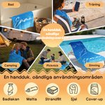 Personlig snabbtorkande strandhandduk med havsdjur och namn stor badlakan för sommarsemester strand och bad familjepresent