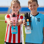 Personalized Soccer Cartoon Character Plastic Water Bottle with Name and Number Game Day Birthday Gift for Kids Teens