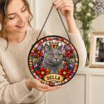 Personalised Pet Photo Stained Glass Style Window Hanging with Name Home Decor Pet Memorial Gift for Pet Owner