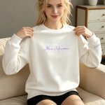 Personalised Multicolour Embroidered Title and Surname 100% Cotton Sweatshirt with Date Engagement Bridal Shower Wedding Gift for Newlywed Bridesmaid