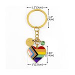 Personalized Birthstone Heart Shaped Rainbow Charm Keychain with Initial Pride Month Daily Use Birthday Gift for LGBTQ Girlfriend Woman