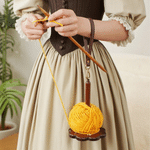 Personalized Retro Style Birth Flower Name Wooden Yarn Spinner with Wristband and Strap Crochet Accessory Birthday Gift for Mother Grandma Craft Lover