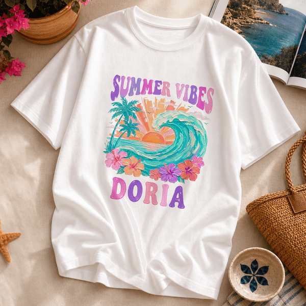 Personalized Textured Ocean Sunset T-shirt Sweatshirt Hoodie with Name Daily Wear Birthday Gift for Women Teen Girls Students