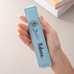 Personalized Birth Flower Name Multicolour PU Leather Bookmark Band with Pen Pocket Reading Accessory Book Club Birthday Gift for Bookworms