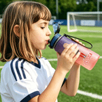 Personalized Soccer Cartoon Character Plastic Water Bottle with Name and Number Game Day Birthday Gift for Kids Teens