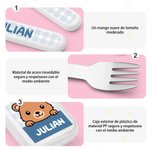 Set de cubiertos portátiles personalizado con estuche nombre y animales de dibujos animados para la vuelta al cole regalo de cumpleaños para niños