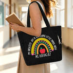 Personalized Teacher Theme Rainbow Large Capacity Corduroy Tote Bag with Text Daily Essential Teacher's Day Gift for Women Teachers