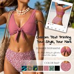 Personalized Retro Floral Leopard Print Woman Bikini Swimsuit with Name Beach Essential Summer Vacation Pool Party Gift for Woman