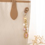 Personalised Heart Butterfly Bow Pearl Cameo Bag Charm Keyring with Initial Charm Daily Use Birthday Gift for Woman Girl Mother