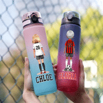 Personalized Soccer Cartoon Character Plastic Water Bottle with Name and Number Game Day Birthday Gift for Kids Teens